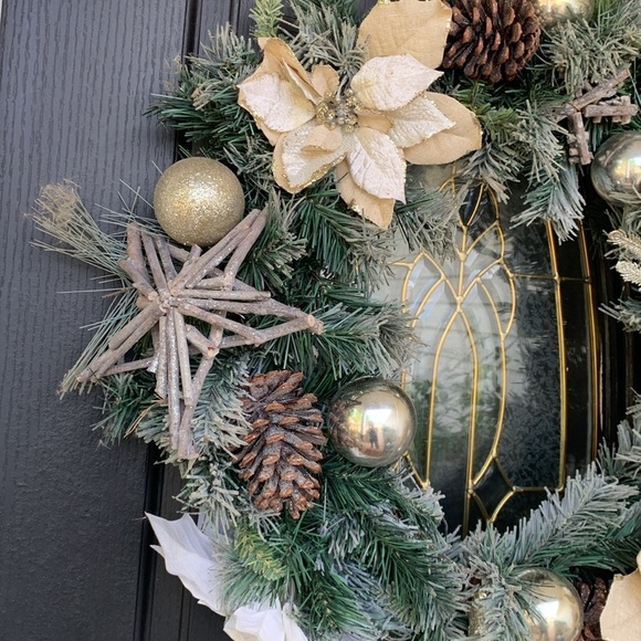 Christmas wreath super large outdoor door glitter holidays - Picture 5 of 13